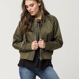 Free people olive green bomber jacket